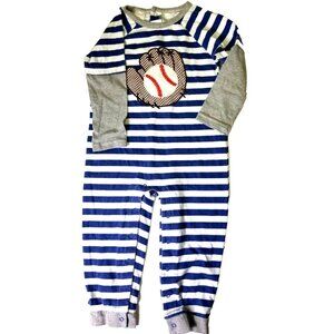 CRE8IONS size 24 Months Boy Blue Striped Cotton Poly Romper One Piece Ourfit 24M